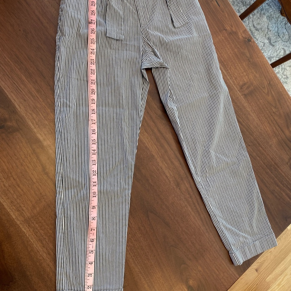 Waverly Grey Black & White Striped Paperbag Waist Pants